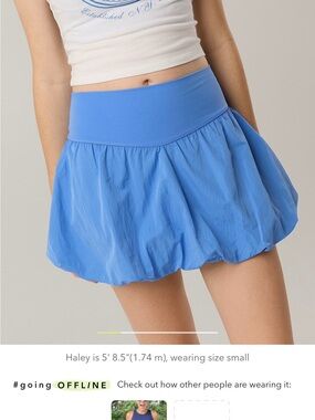 aerie Light Blue Bubble-Hem Mini Skirt